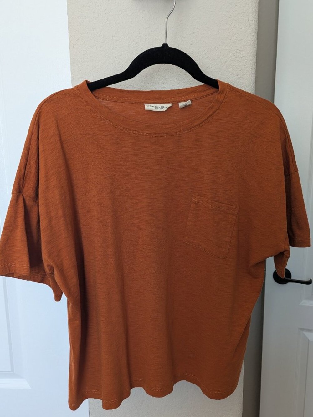 Christian Siriano New York Dark Orange Boxy T-Shirt with Pocket - Size XL